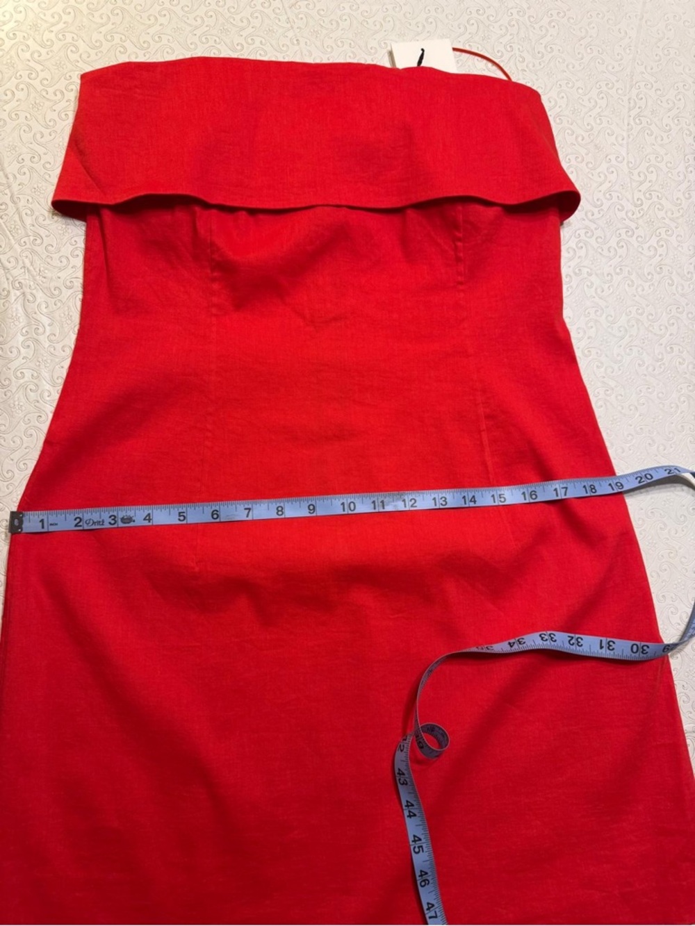 Theory Women’s Red Grenadine Foldover Strapless Dress Size 10 viscose/linen NWT - Picture 6 of 9